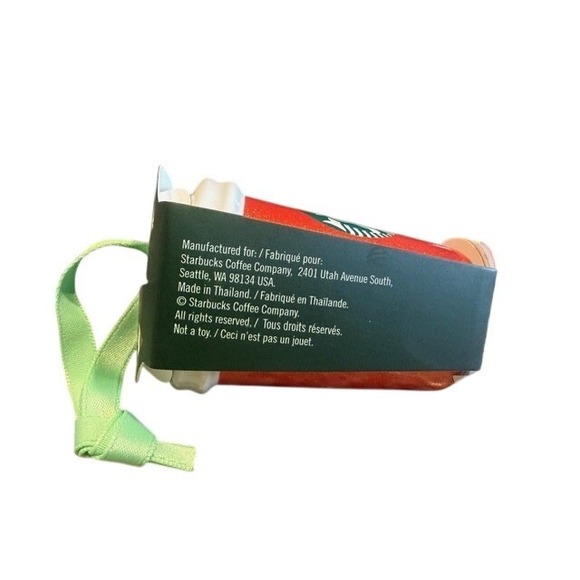 Starbucks Ceramic Coffee Cup Ornament Orange Glitter Christmas Tree Ornament New - Picture 4 of 5